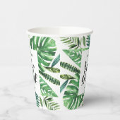 黒と白の熱帯の葉の赤ちゃんシャワー 紙コップ (左)