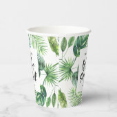 黒と白の熱帯の葉の赤ちゃんシャワー 紙コップ (右)