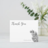黒と白の熱帯ヤシの葉 サンキューカード (スタンド正面)