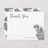 黒と白の熱帯ヤシの葉 サンキューカード (正面/裏面)