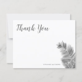 黒と白の熱帯ヤシの葉 サンキューカード