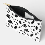 黒と白の熱帯夏離れのパターン アクセサリーポーチ (見開き)