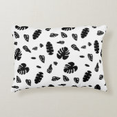 黒と白の熱帯夏離れのパターン アクセントクッション (正面)