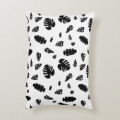 黒と白の熱帯夏離れのパターン アクセントクッション (裏面(縦))