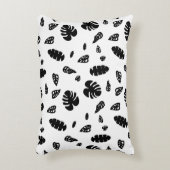 黒と白の熱帯夏離れのパターン アクセントクッション (正面(垂直))