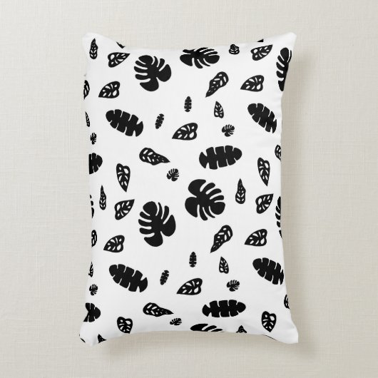 黒と白の熱帯夏離れのパターン アクセントクッション (正面(垂直))