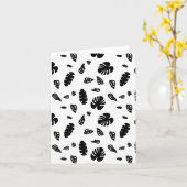 黒と白の熱帯夏離れのパターン カード (黄色い花)