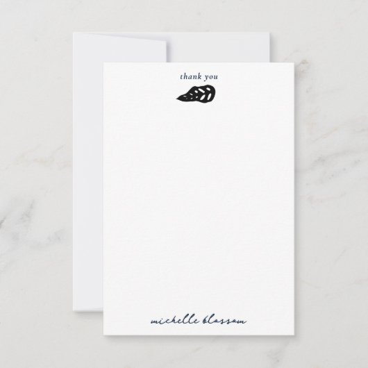 黒と白の熱帯夏離れのパターン サンキューカード (正面)