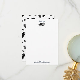 黒と白の熱帯夏離れのパターン サンキューカード