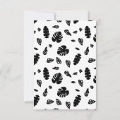 黒と白の熱帯夏離れのパターン サンキューカード (裏面)