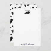 黒と白の熱帯夏離れのパターン サンキューカード (正面/裏面)