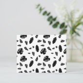 黒と白の熱帯夏離れのパターン シーズンポストカード (スタンド正面)