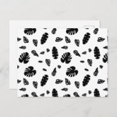 黒と白の熱帯夏離れのパターン シーズンポストカード (正面/裏面)