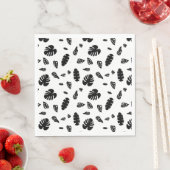 黒と白の熱帯夏離れのパターン スタンダードランチョンナプキン (インサイチュ)