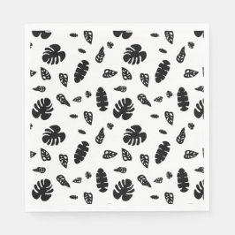 黒と白の熱帯夏離れのパターン スタンダードランチョンナプキン