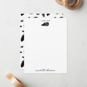 黒と白の熱帯夏離れのパターン ノートカード (正面/裏面インサイチュ)