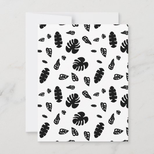 黒と白の熱帯夏離れのパターン ノートカード (裏面)
