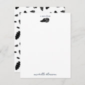 黒と白の熱帯夏離れのパターン ノートカード (正面/裏面)