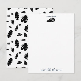 黒と白の熱帯夏離れのパターン ノートカード