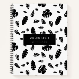 黒と白の熱帯夏離れのパターン ノートブック