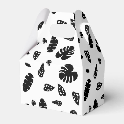 黒と白の熱帯夏離れのパターン フェイバーボックス (裏面サイド)