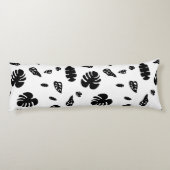 黒と白の熱帯夏離れのパターン ボディピロー (裏面)