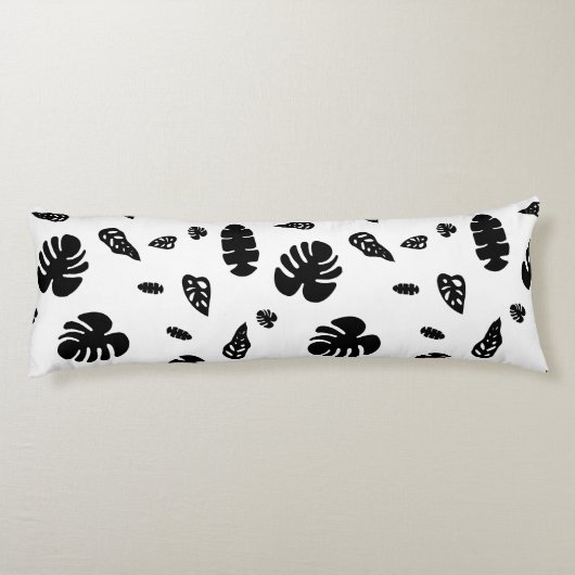 黒と白の熱帯夏離れのパターン ボディピロー (裏面)