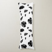 黒と白の熱帯夏離れのパターン ボディピロー (正面縦)
