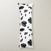 黒と白の熱帯夏離れのパターン ボディピロー (裏面 (縦))