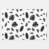 黒と白の熱帯夏離れのパターン ラッピングペーパーシート (正面3)