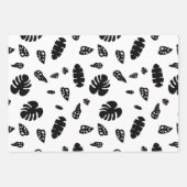 黒と白の熱帯夏離れのパターン ラッピングペーパーシート (正面)