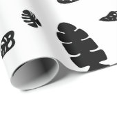 黒と白の熱帯夏離れのパターン ラッピングペーパー (ロールコーナー)