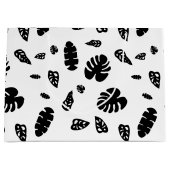 黒と白の熱帯夏離れのパターン ラージペーパーバッグ (正面)