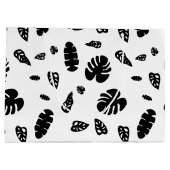 黒と白の熱帯夏離れのパターン ラージペーパーバッグ (裏面)