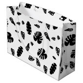 黒と白の熱帯夏離れのパターン ラージペーパーバッグ (裏面アングル)