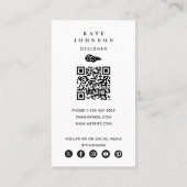 黒と白の熱帯夏離れのパターン 名刺 (裏面)