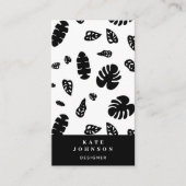 黒と白の熱帯夏離れのパターン 名刺 (正面)