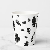 黒と白の熱帯夏離れのパターン 紙コップ (裏面)