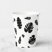 黒と白の熱帯夏離れのパターン 紙コップ (左)