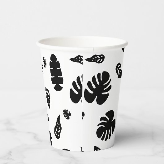 黒と白の熱帯夏離れのパターン 紙コップ (右)