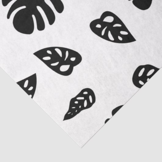 黒と白の熱帯夏離れのパターン 薄葉紙 (詳細)