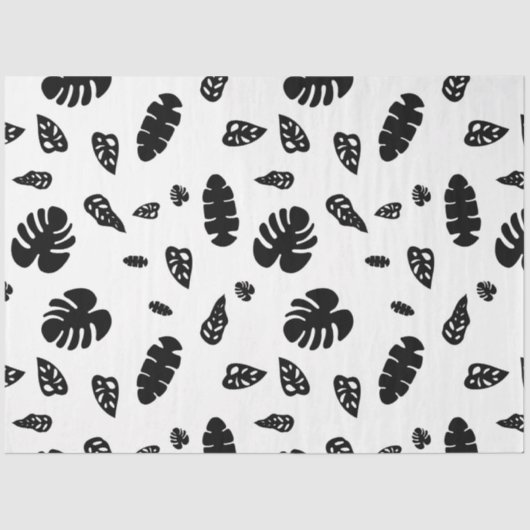 黒と白の熱帯夏離れのパターン 薄葉紙 (正面)