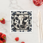 黒と白の牛のスポットファーリーコウィド誕生日 スタンダードカクテルナプキン (インサイチュ)