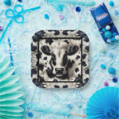 黒と白の牛のスポットファーリーコウィド誕生日 ペーパープレート (パーティー)