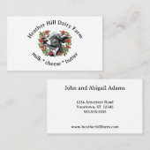 黒と白の牛のローズリース牧場 名刺 (正面/裏面)