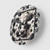 黒と白の牛の斑点の毛皮の外観 ラウンド壁時計 (傾斜)