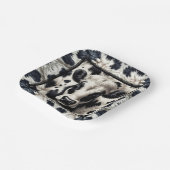 黒と白の牛の斑点の毛皮の誕生日 ペーパープレート (傾斜あり)