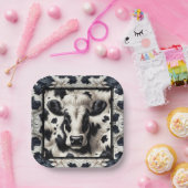 黒と白の牛の斑点の毛皮 牛の皮の誕生日 ペーパープレート (パーティー)