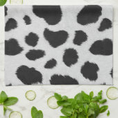 黒と白の牛の斑点は毛皮のテクスチャをパターン キッチンタオル (折り畳み)
