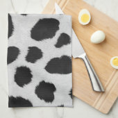 黒と白の牛の斑点は毛皮のテクスチャをパターン キッチンタオル (四つ折り)